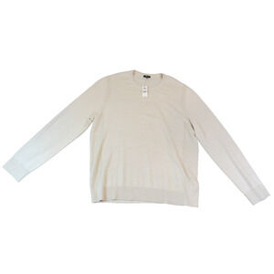 NWT Express Men's XL Wool Blend Ribbed Knit Cream Crewneck Old Money Sweater